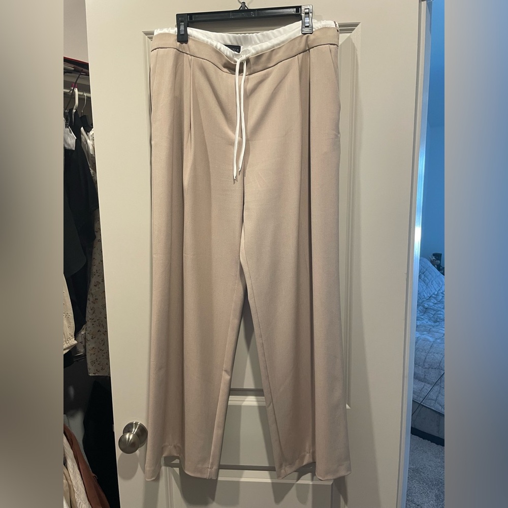 Zara Beige Drawstring Pants